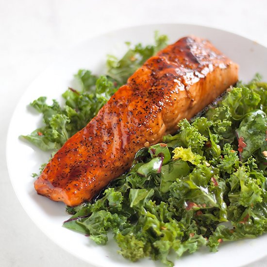 Honey Soy Salmon + Spicy Kale Salad