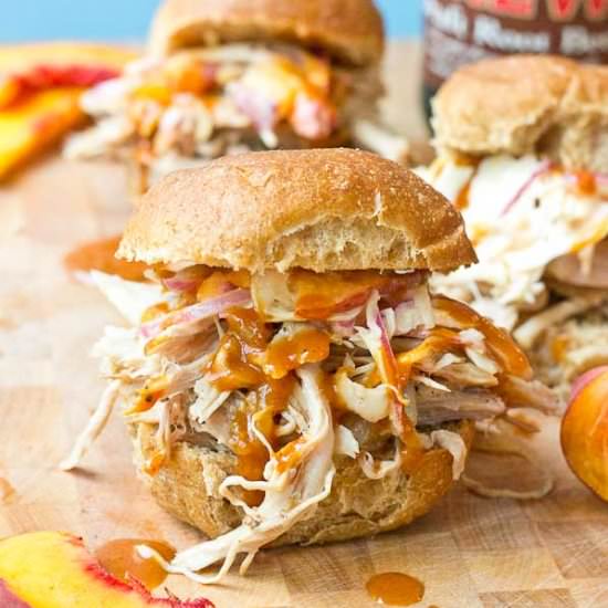 Root Beer Pulled Pork w/ Peach Slaw