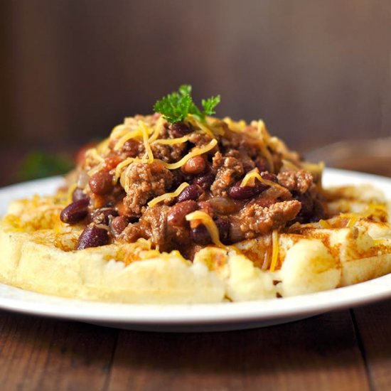 Chili-Topped Potato Waffle