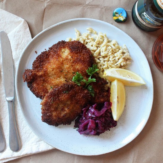 Lager Beer Brined Pork Schnitzel