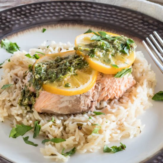 Salmon & Rice With Chimichurri