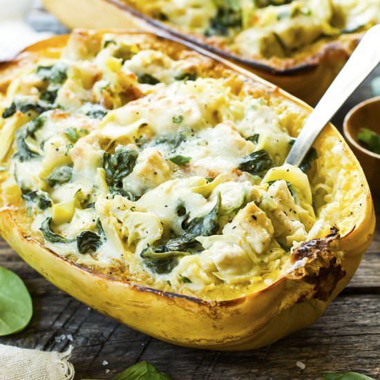 Spinach Artichoke Spaghetti Squash