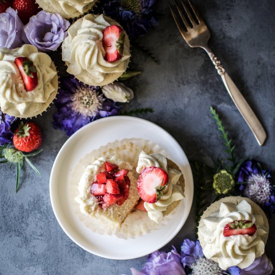 Strawberry Stuffed Cupcakes