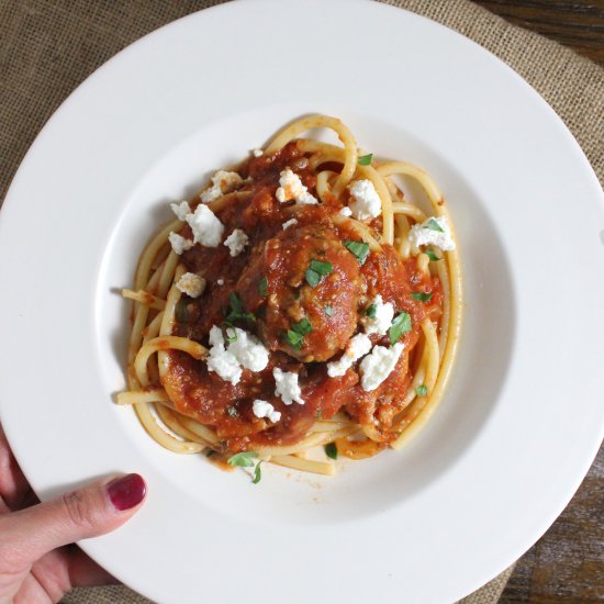 Lamb Meatballs w/ Spicy Red Sauce