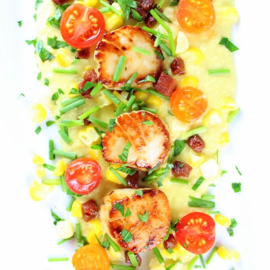 Seared Scallops with Corn Puree