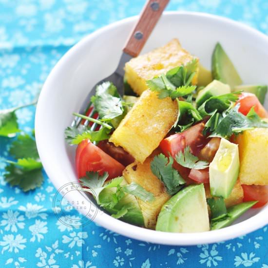 Polenta Cubes with Salad