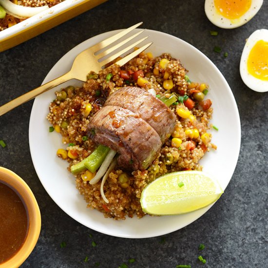 Asian Stuffed Pepper Steak Quinoa