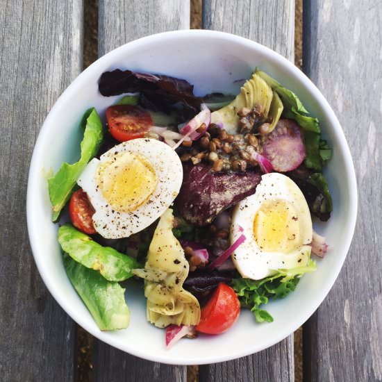 Salad with Lentils & HB Egg