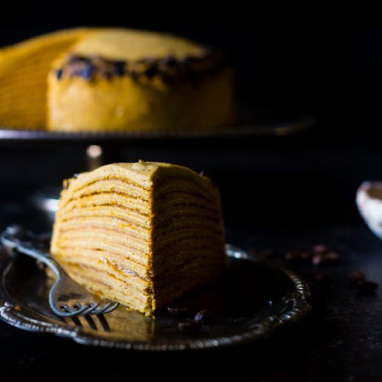 Pumpkin Spice Latte Crepe Cake