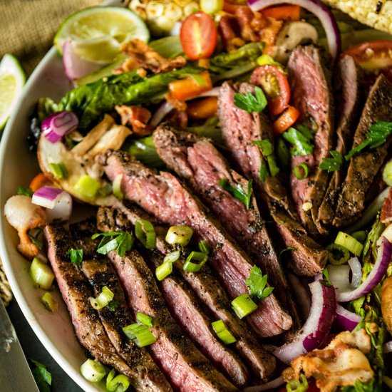 Grilled Coffee Crusted Flank Steak Salad