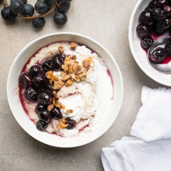 Roasted Grapes & Yogurt with Oats