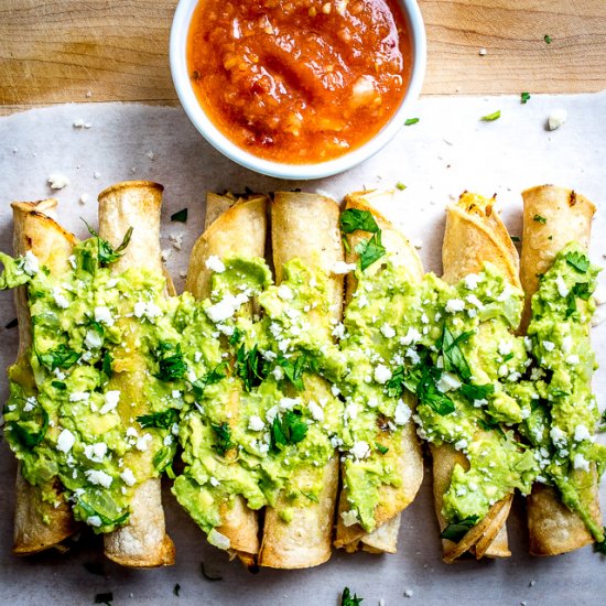 Taquitos with Tomato Chipotle Salsa