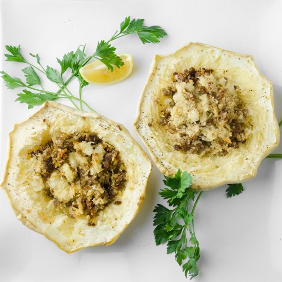 Sausage-Stuffed Pattypan Squash