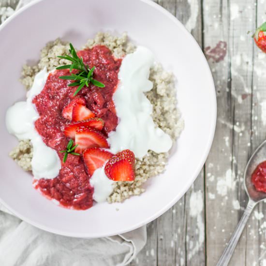 Quinoa Porridge and Rhubarb Compote