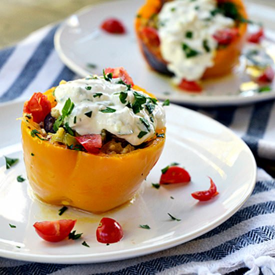 Slow Cooker Greek Stuffed Peppers