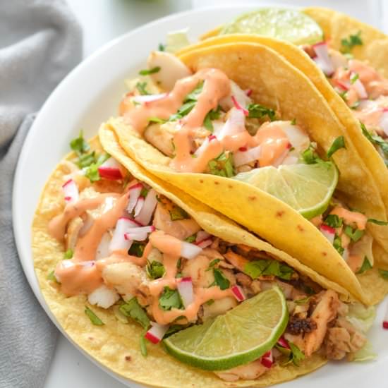 Fish Tacos with Chipotle Lime Crema