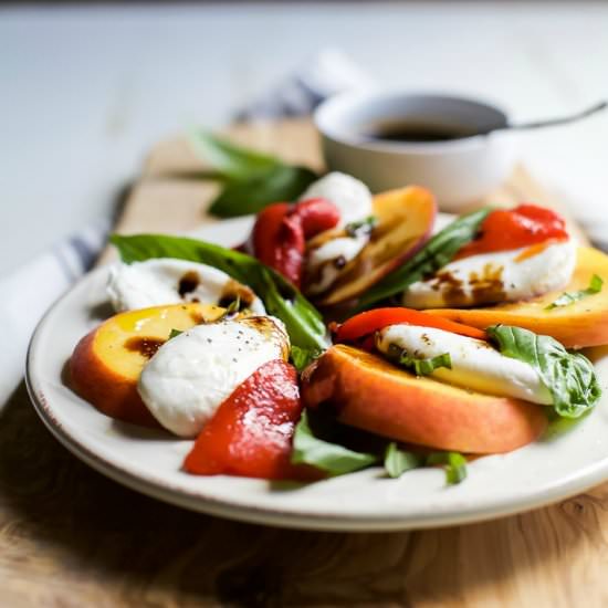 Roasted Red Pepper Peach Caprese