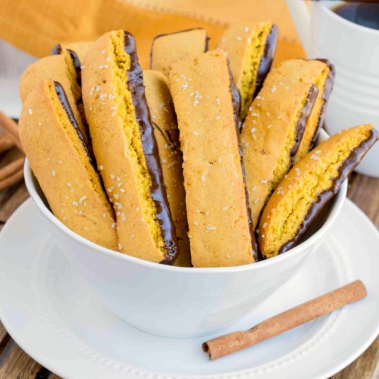 Chocolate Dipped Pumpkin Biscotti