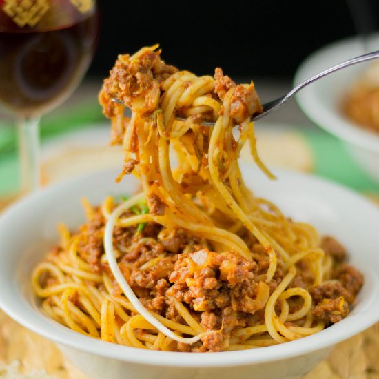 Soy Sprouts Spaghetti Bolognese