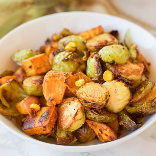 Roasted Sweet Potato Brussel Sprout