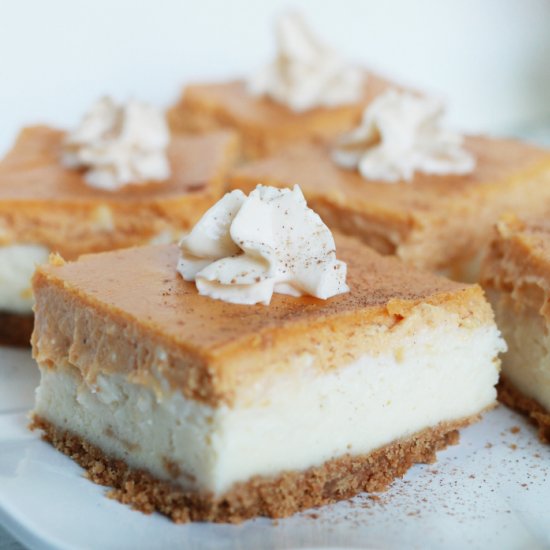 Pumpkin Pie Spice Cheesecake Bars