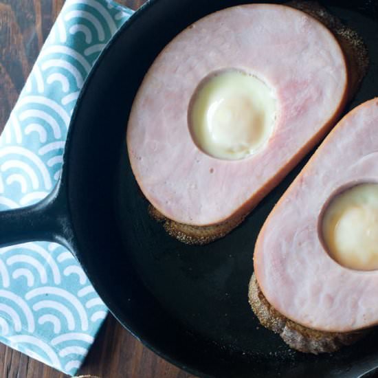 Ham Steak Egg-in-a-Hole