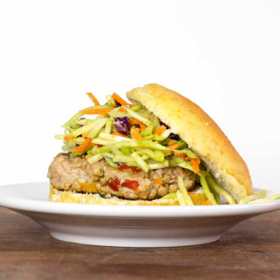 Asian Burgers with Broccoli Slaw