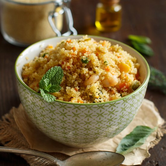 CousCous with vegetables and shrimp