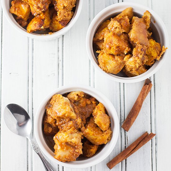 Pumpkin Bread Pudding with Caramel