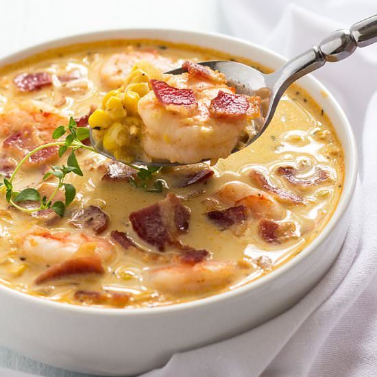 bacon, shrimp & corn chowder