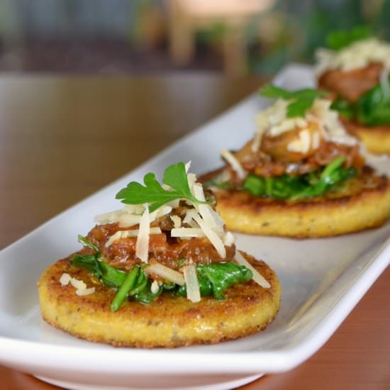 Crisp Polenta Topped with Sautéed Spinach