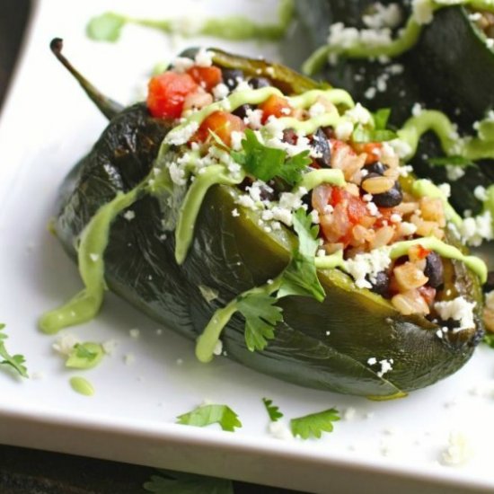 Black Bean & Rice Stuffed Poblanos