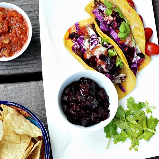 Roasted Beet Southwest Steak Tacos