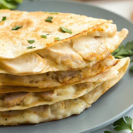 Chicken Alfredo Quesadillas