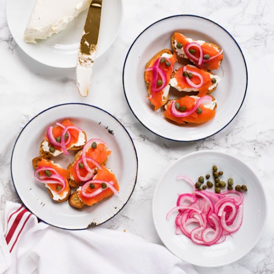 Lox & Bagel Cream Cheese Crostini