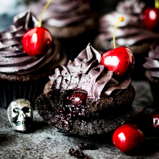 Halloween Cupcakes with Cherry