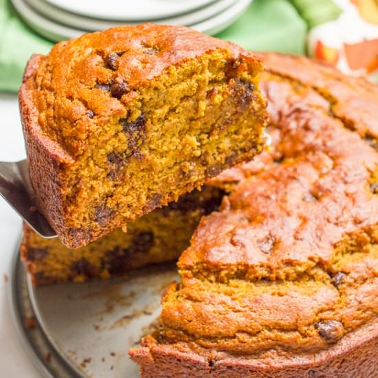 Pumpkin banana chocolate chip cake