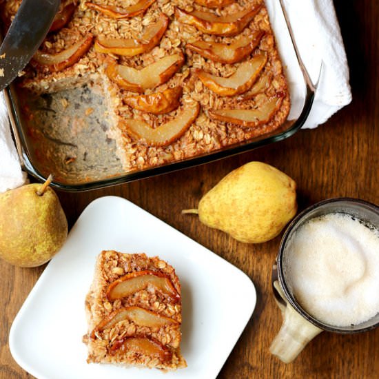 Baked Oatmeal with Caramelized Pear