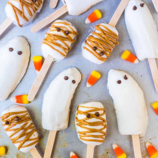 Halloween Banana Popsicles