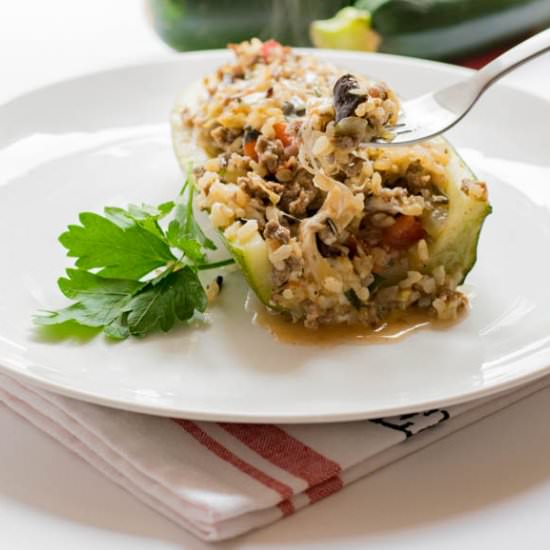 Wild Rice Stuffed Zucchini