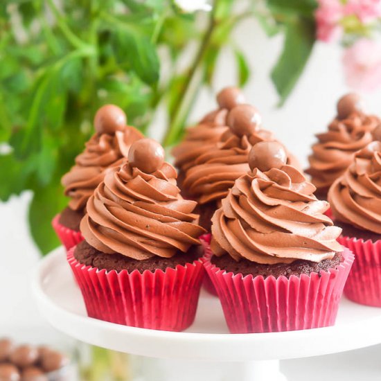 Hot Chocolate Malt Cupcakes