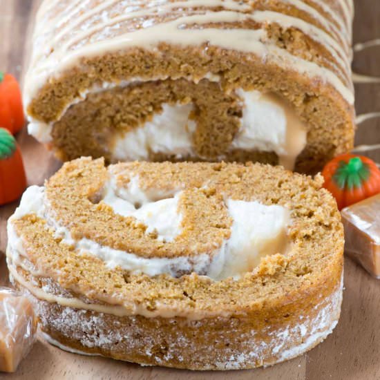 Caramel Pumpkin Cake Roll