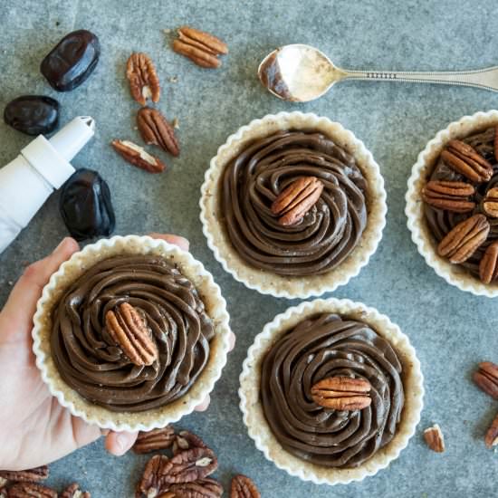 Raw Mini Chocolate Pecan Tarts