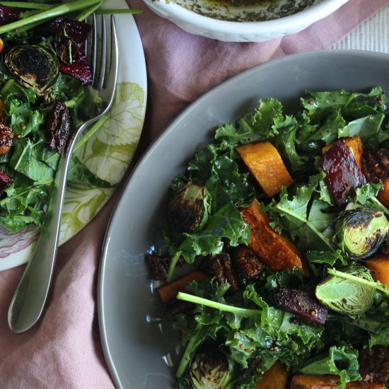 Roasted Veggie Kale Salad