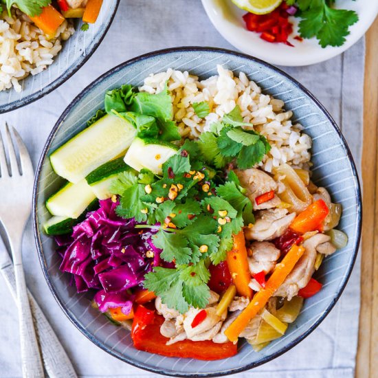 Ginger Chilli Chicken Rice Bowls