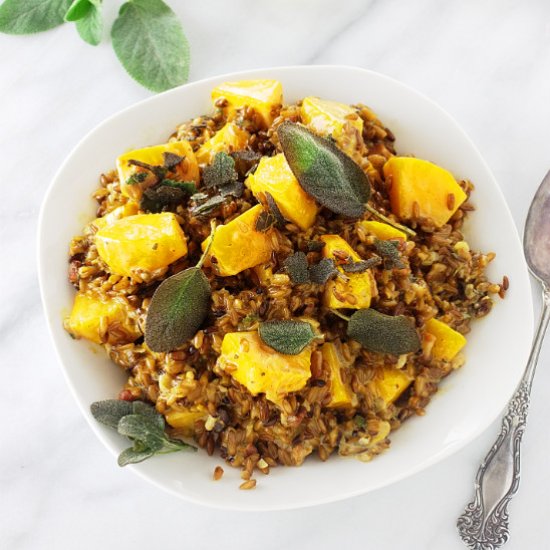 Roasted emmer and squash risotto