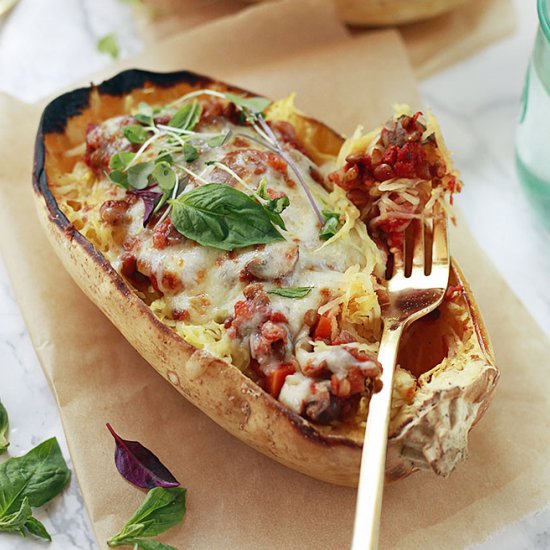 Lentil Bolognese Spaghetti Squash