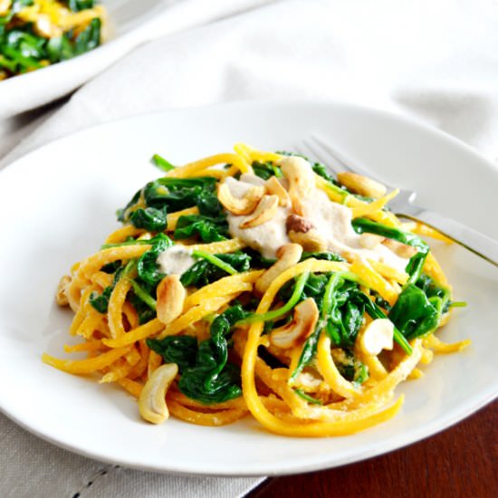 Butternut squash noodles with cashe