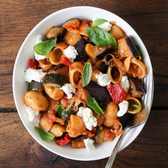 Ratatouille Pasta With White Beans