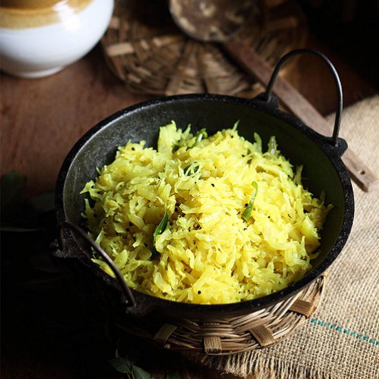 Kerala style stir fried Cabbage